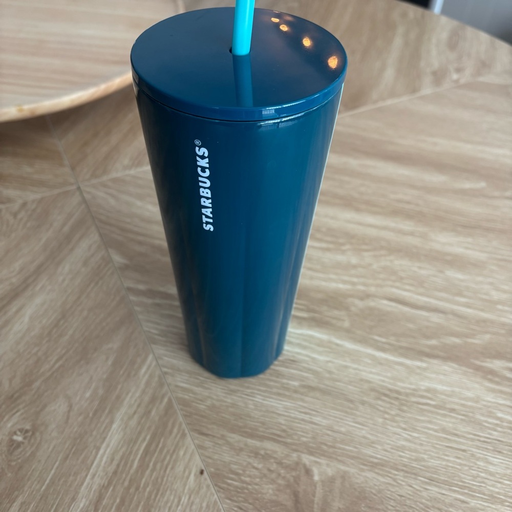 Starbucks 24oz Two-Tone Turquoise And Teal Tumbler with Straw